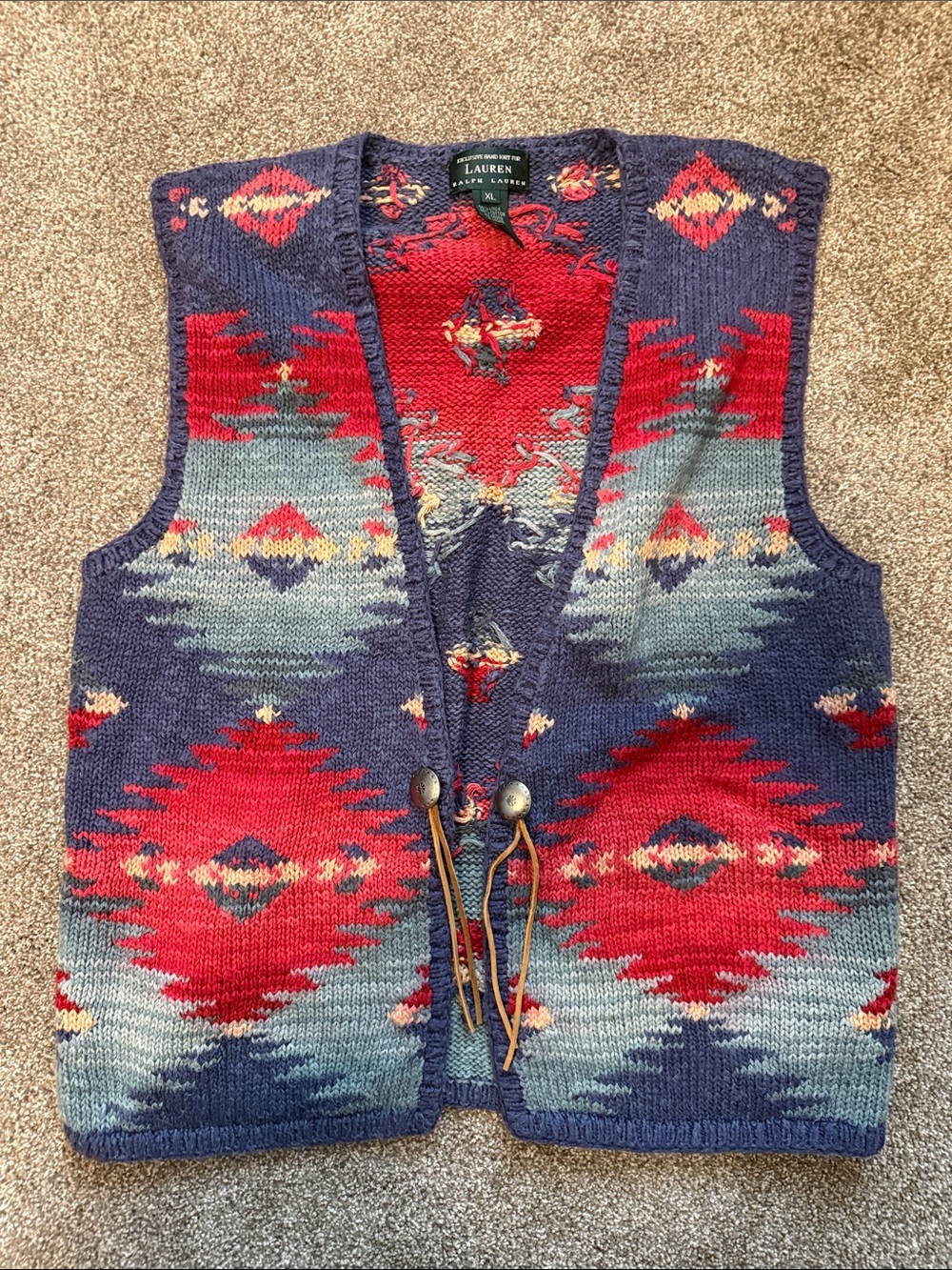 Women’s hand knit Ralph Lauren southwestern vest